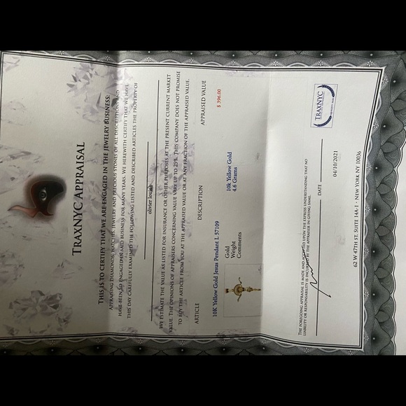 10k 24 inch 3.5 mm solid gold chain with pendant - Picture 5 of 6